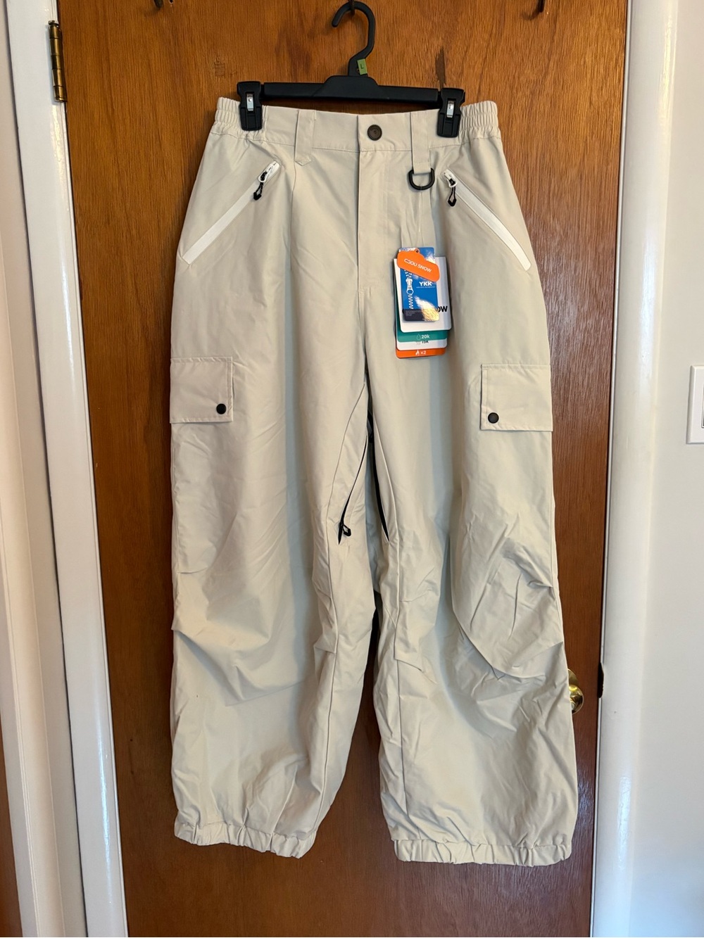 GSOU Snow Beige Baggy Wear-Resistant Waterproof Snow/Ski Pants